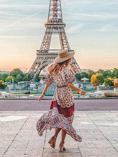 Printed Split-front Bohemia Maxi Dresses