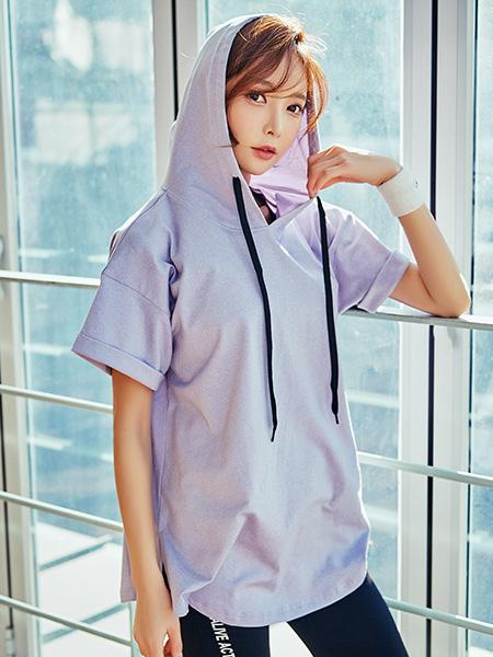 Loose Short Sleeve Drawstring Hoodies