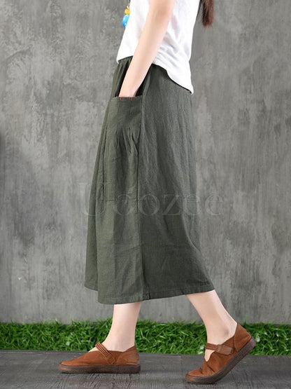 Casual Cotton Pocket Skirt