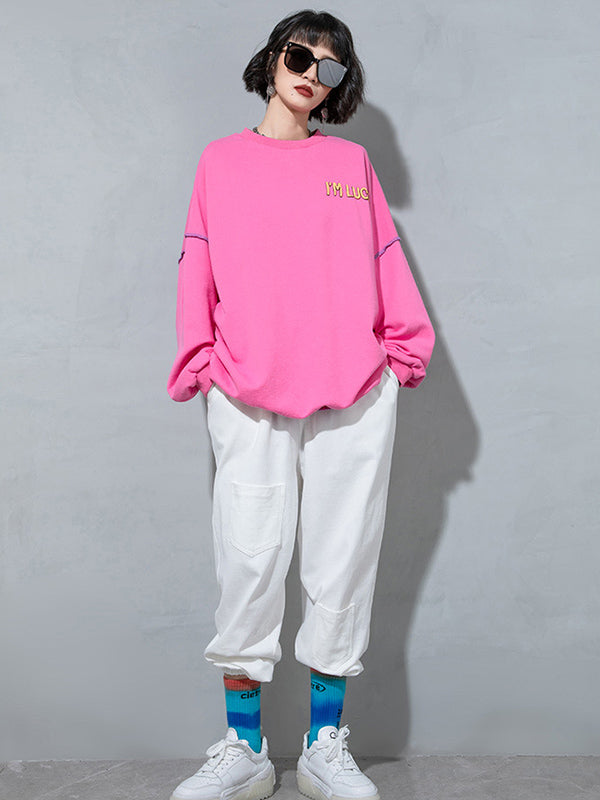 Casual Contrast Color Printed Long Sleeves Sweatshirt Top