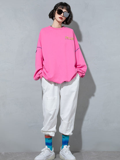 Casual Contrast Color Printed Long Sleeves Sweatshirt Top
