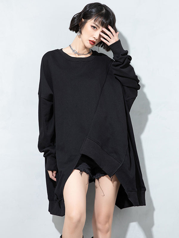 Urban Solid Color Split-Joint Long Sleeve T-Shirt Top