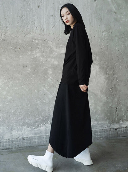 Casual Solid Color Pleated Long Sleeves Round-Neck T-Shirt Tops