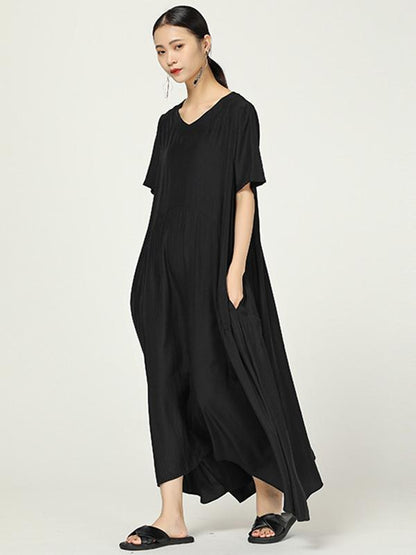 Casual Big Hem Cropped Long Dresss