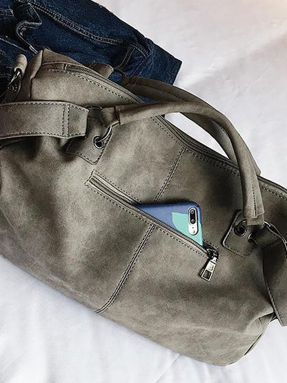 Solid Pompom Trimming Shoulder Bag