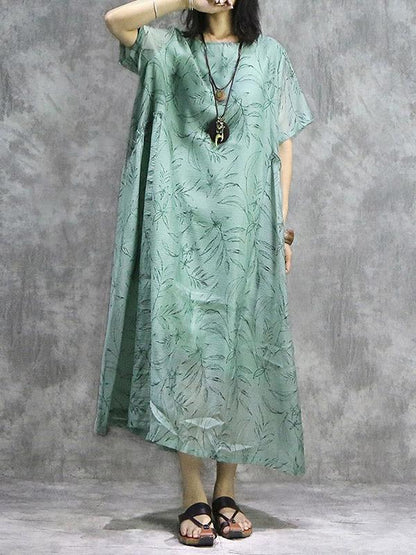 New Original Oversize Printed Split-joint Maxi Dress