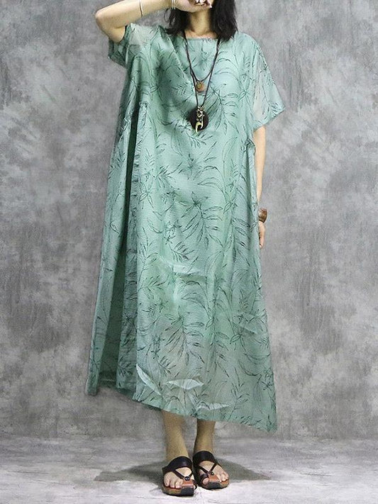 New Original Oversize Printed Split-joint Maxi Dress