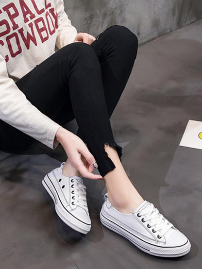 Lace Up Pu Leather Sneakers