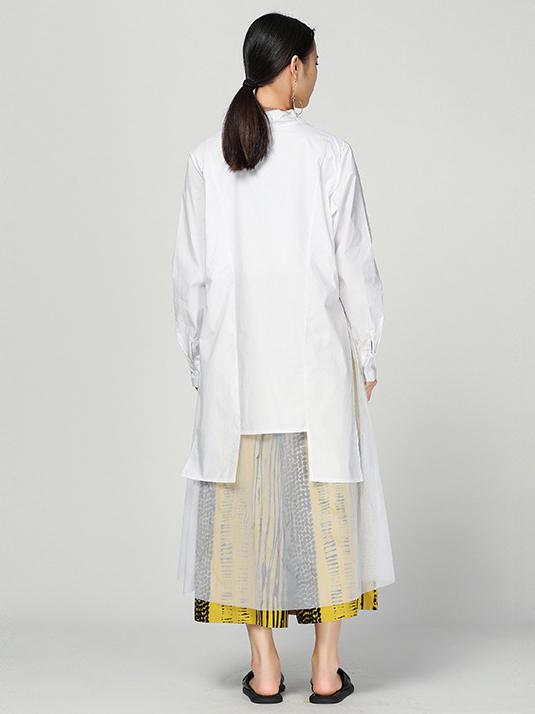 Cropped Split-joint Split-front Lapel Long Blouse