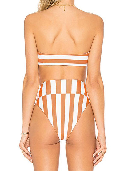 Bandeau High Waisted Bikinis Swimwear