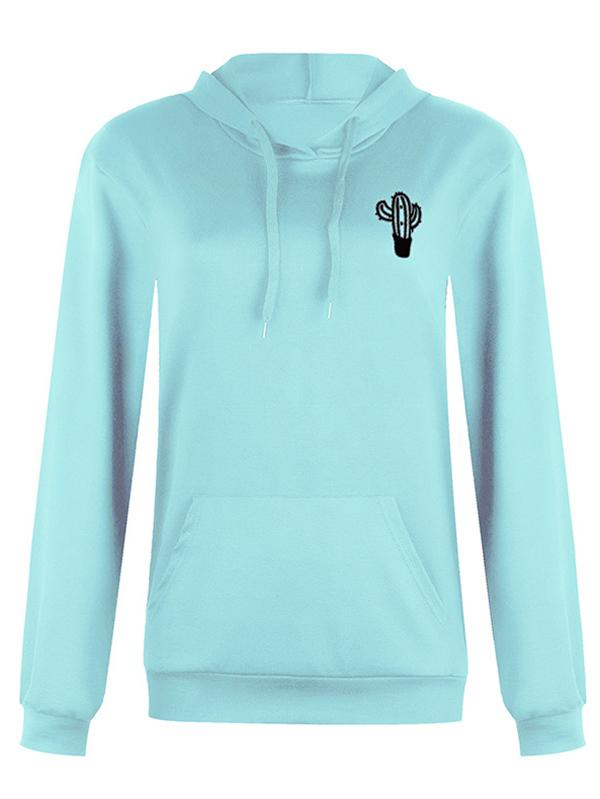 Loose Cactus Letter Printed Hoodie