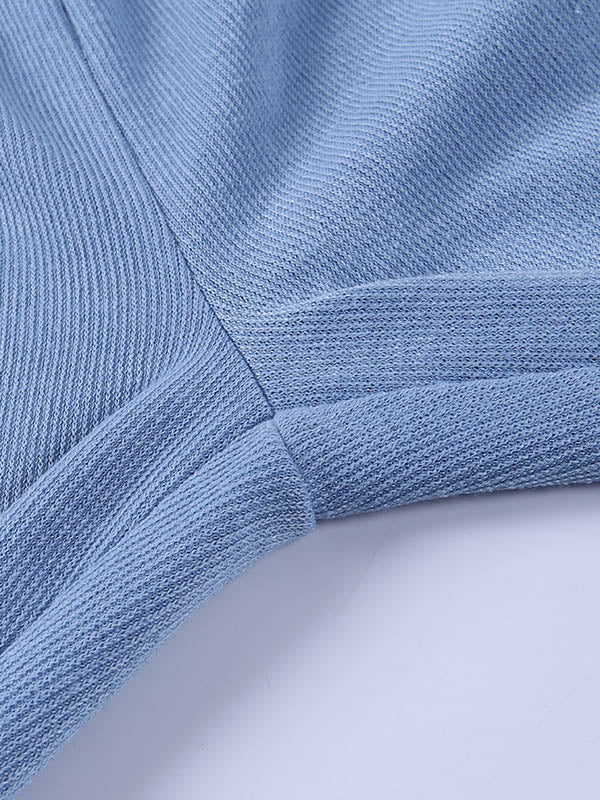 Simple Casual Solid Color Knitted Hoodies+Knitted Elasticity Wide Leg Pants 2 Pieces Set