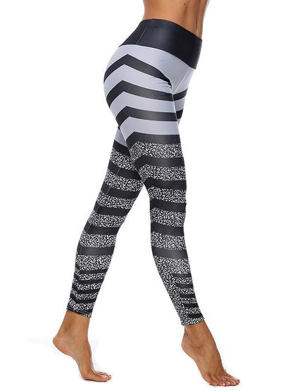 Printed  Zebra-stripe Split-joint Leggings