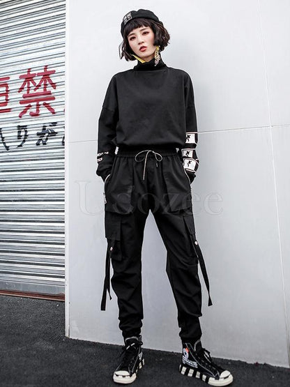 Casual Zipper Drawstring Overall Pants