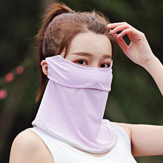 Solid Color Breathable Ice Silk Eye And Neck Protection Mask