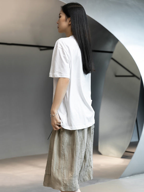 Stylish Round-Neck Irregularity Short Sleeve T-Shirt Tops