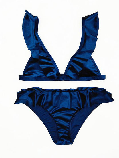 Flounce Sexy Solid Bikinis
