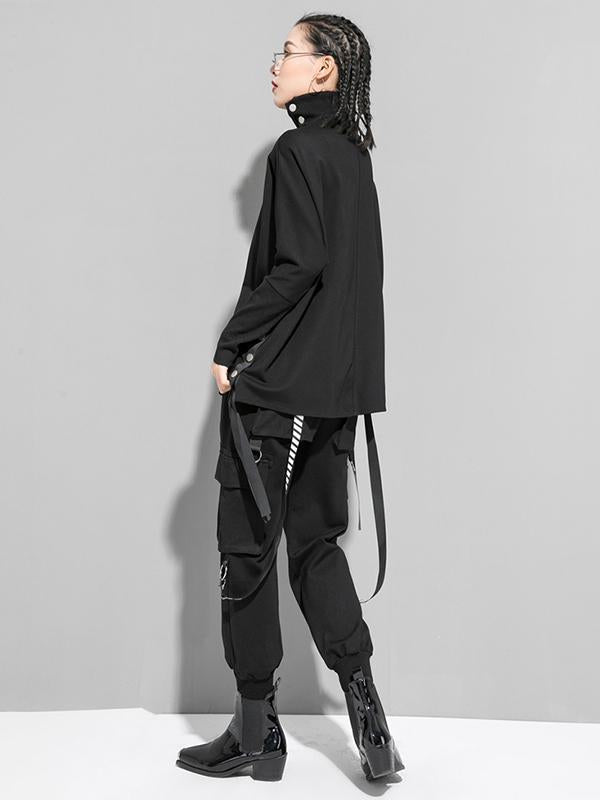 Original Solid Stand Collar T-Shirts Tops