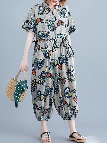 New Loose Printed Chiffon Jumpsuits Bottom