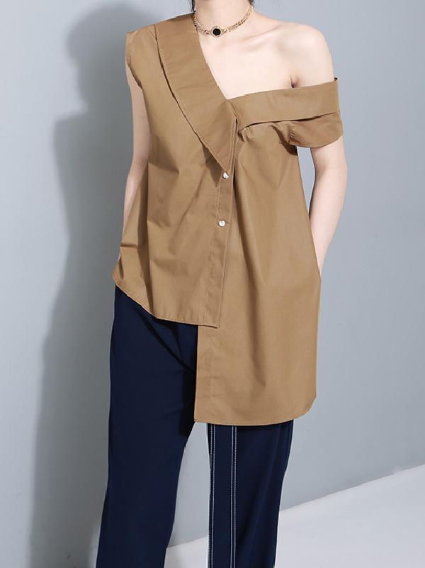 Bow-embellished Bandage Asymmetric Blouse