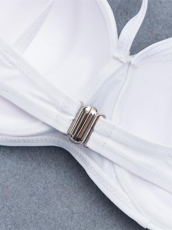 White Lace-Up Bikini Swimsuit