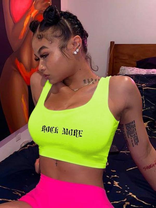 U-neck Printed Crop Tanks