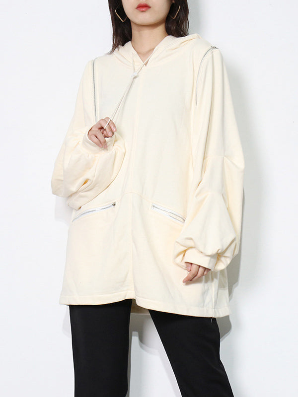 Fashion Solid Color Split-Joint Cold Shoulder Hoodies Top