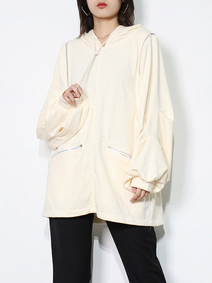 Fashion Solid Color Split-Joint Cold Shoulder Hoodies Top