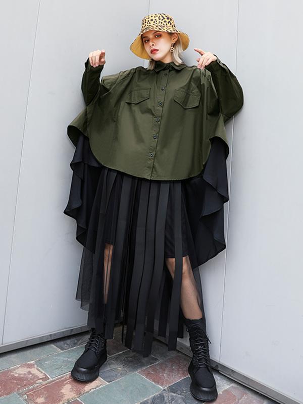 Original Irregularity Split-Joint Gauze Blouses&Shirts Tops