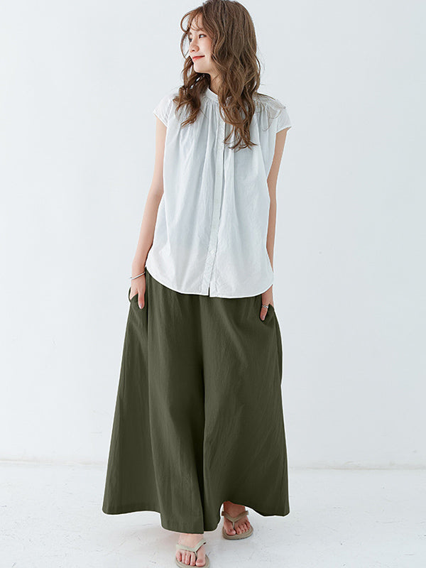 Casual 11 Colors  Solid Column Wide Leg Capri-Pants