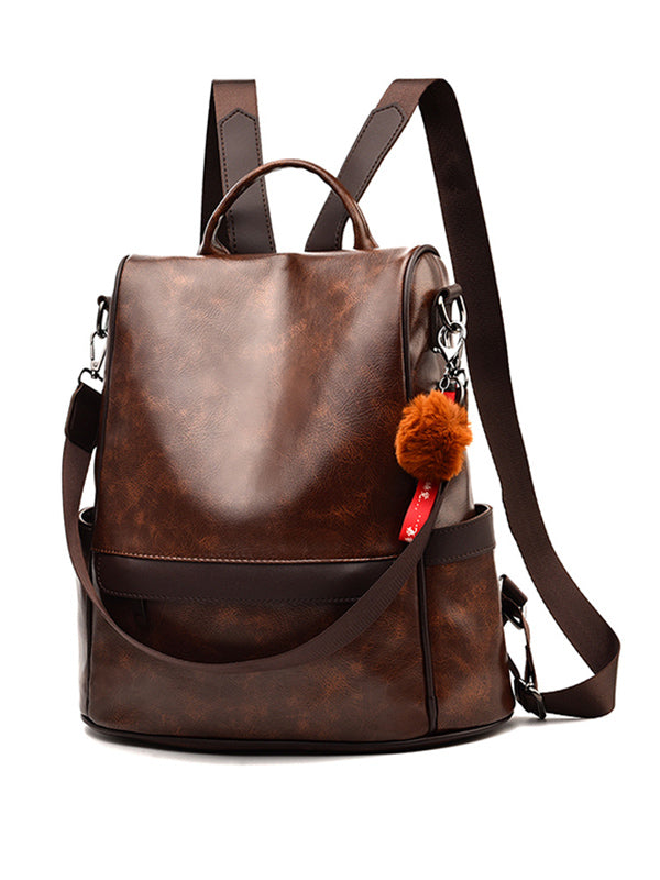 Original Solid Color PU Backpack