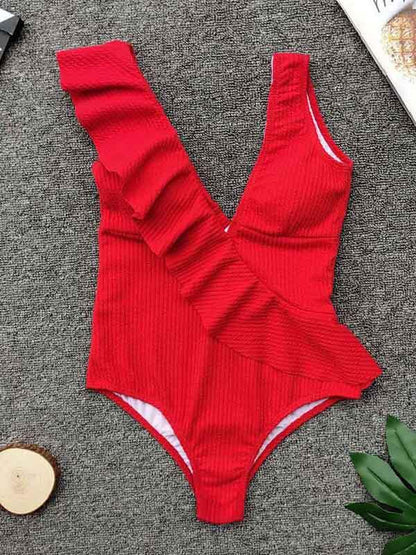 Sexy Beach Ruffled One-piece Swimsuit