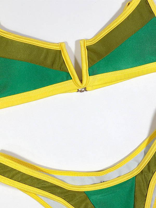 V-Neck Split-Joint Bikini Swimsuit