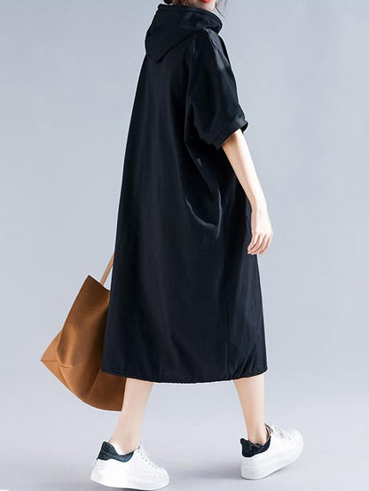 Oversize Solid Hooded Dress