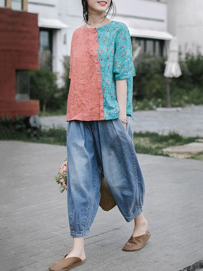 Loose Retro Denim Harem Pants