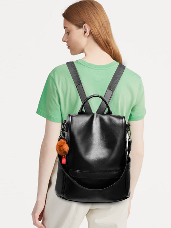 Original Solid Color PU Backpack