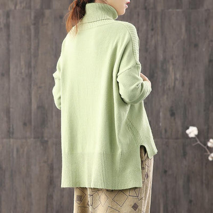 Buykud Loose Turtleneck Pullover Literary Casual Sweater