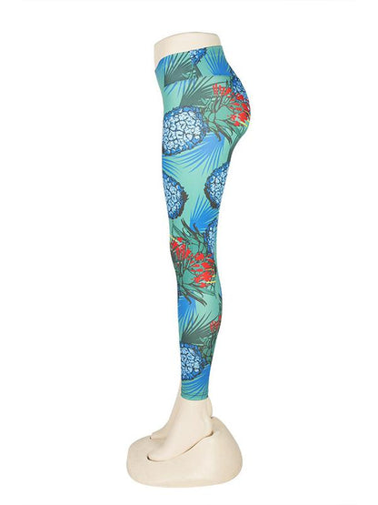 Pineapple Printed Empire Yoga Leggings