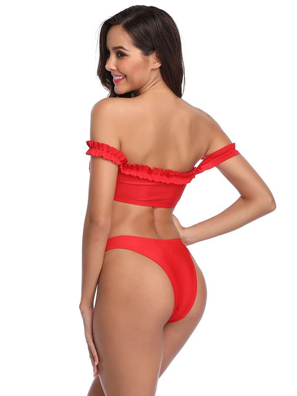 Falbala Bandeau Plain Bikini