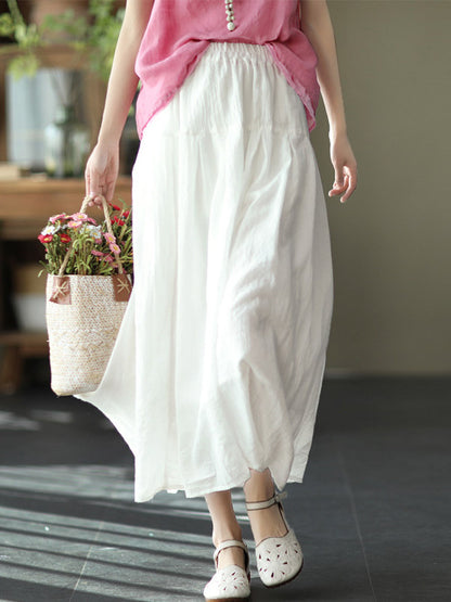 Casual Solid Color Empire A-Line Skirt
