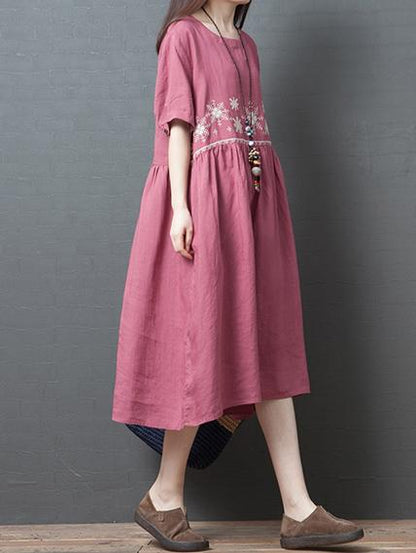 Loose A-line Cotton Long Dress