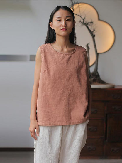 Casual Linen Sleeveless T-shirt