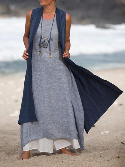 Loose Cropped Sleeveless Maxi Dress