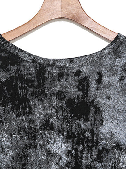 Original Cool Street Loose Irregularity Printed Round-Neck T-Shirts Tops