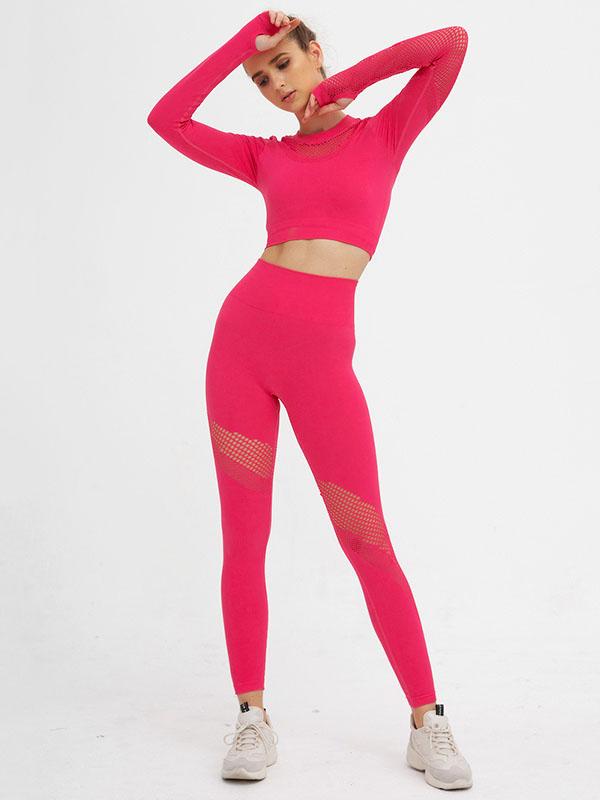 Sexy Hollow Long Sleeves Yoga Suits