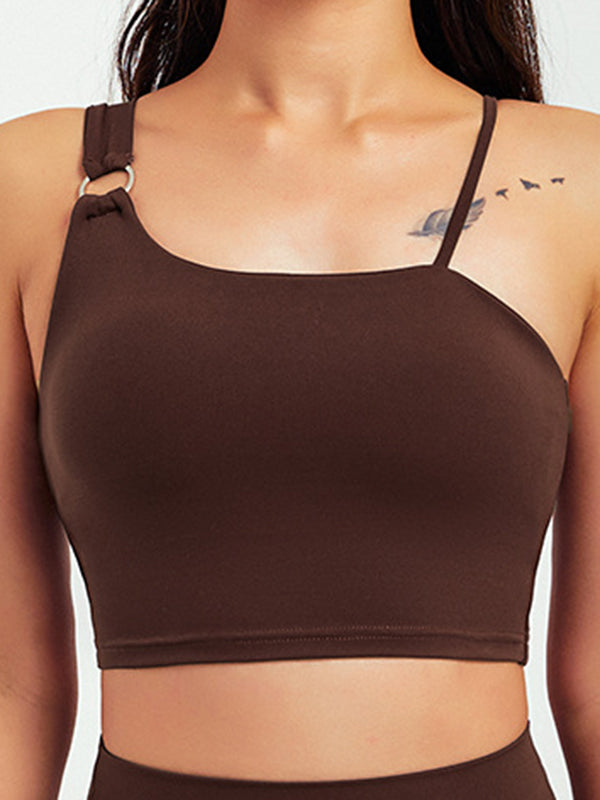 8 Colors Stylish Solid Color Spaghetti-Neck Sports Bra