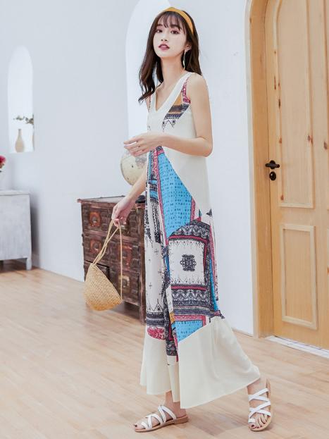 Comfortable Colorful Printed Beach Jumpsuit