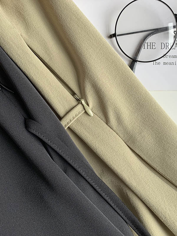 Urban Solid Color Bandage A-Line Lapel Short Sleeves Midi Dress