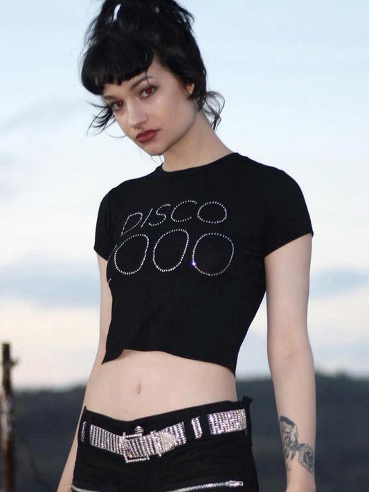 Letter Printed Short Sleeves Round-neck T-Shirts Tops