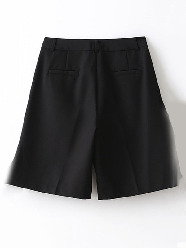 Original Pleats Empire Solid Wide Leg Shorts